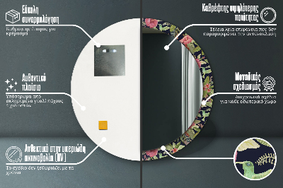 Specchio rotondo stampato Fiori di ibisco