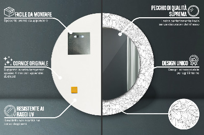 Specchio rotondo stampato Fiori di lotos