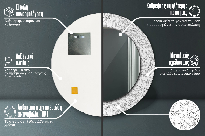 Specchio rotondo stampato Fiori di lotos