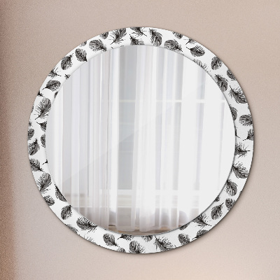 Specchio rotondo stampato Piume