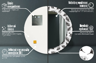 Specchio rotondo stampato Piume