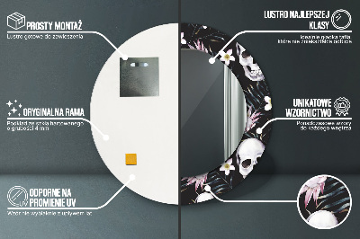 Specchio rotondo stampato Fiori del cranio