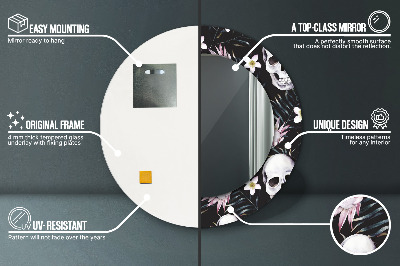 Specchio rotondo stampato Fiori del cranio