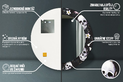 Specchio rotondo stampato Fiori del cranio