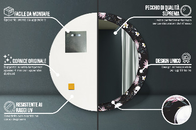 Specchio rotondo stampato Fiori del cranio