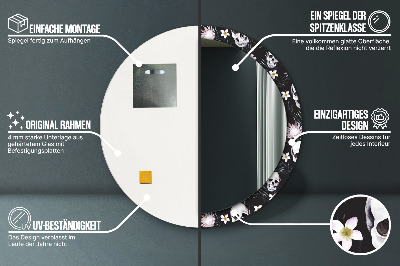 Specchio rotondo stampato Fiori del cranio