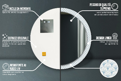 Specchio rotondo cornice con stampa Retrò giapponese