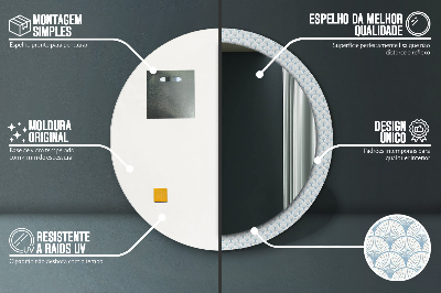 Specchio rotondo cornice con stampa Retrò giapponese