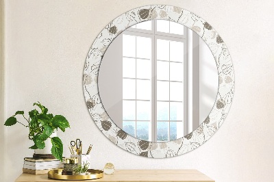 Specchio rotondo cornice con stampa Floreale astratto
