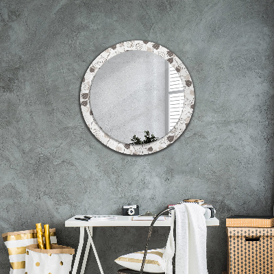Specchio rotondo cornice con stampa Floreale astratto