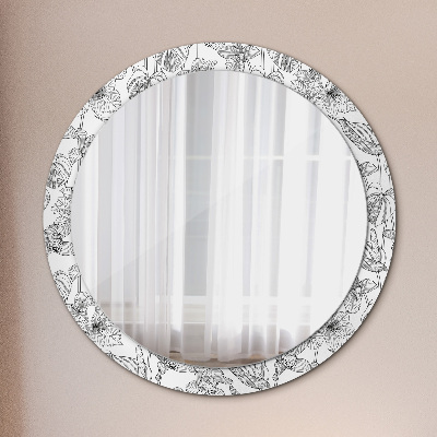 Specchio rotondo stampato Pattern floreale