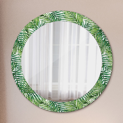 Specchio rotondo stampato Palma tropicale
