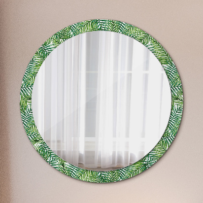 Specchio rotondo stampato Palma tropicale