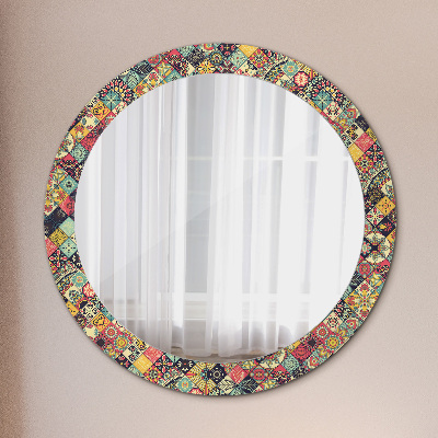 Specchio rotondo stampato Floreale etnico
