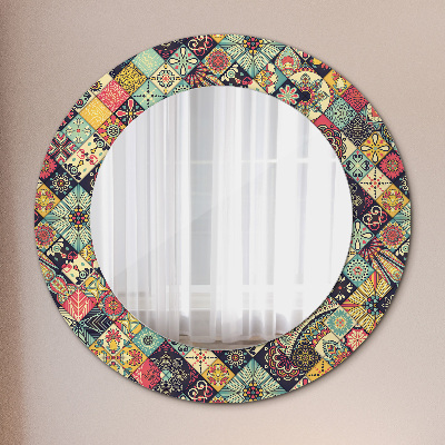 Specchio rotondo stampato Floreale etnico