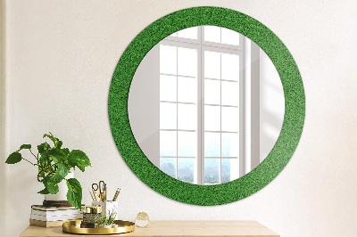 Specchio rotondo stampato Erba verde