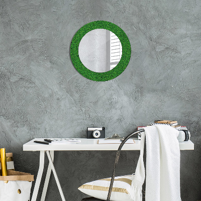 Specchio rotondo stampato Erba verde