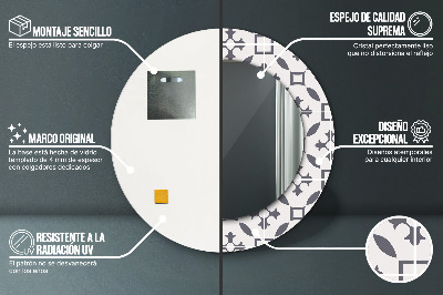 Specchio rotondo stampato Piastrelle antiche