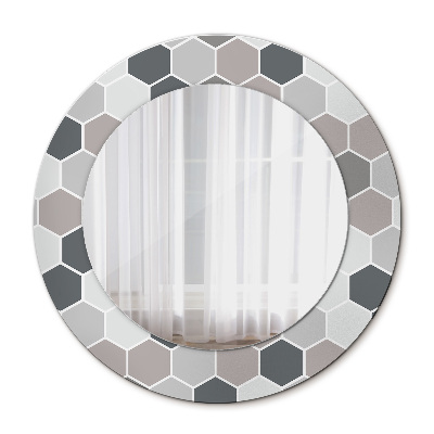 Specchio rotondo stampato Pattern esagonale