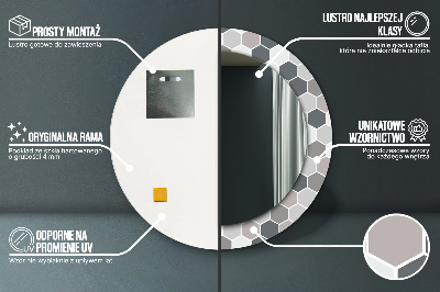 Specchio rotondo stampato Pattern esagonale