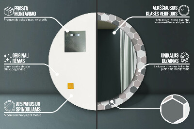 Specchio rotondo stampato Pattern esagonale