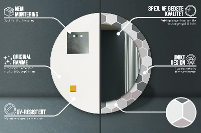 Specchio rotondo stampato Pattern esagonale