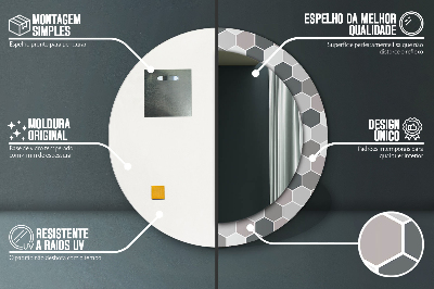 Specchio rotondo stampato Pattern esagonale