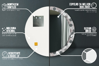 Specchio rotondo stampato Pattern esagonale