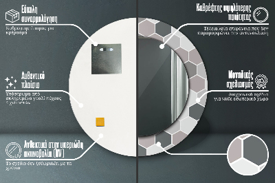 Specchio rotondo stampato Pattern esagonale