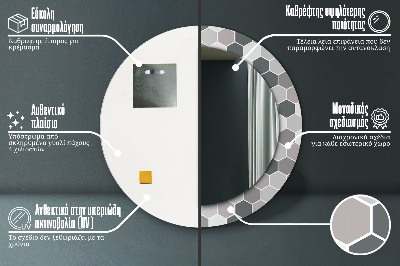 Specchio rotondo stampato Pattern esagonale