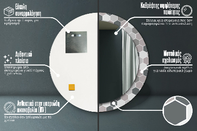 Specchio rotondo stampato Pattern esagonale