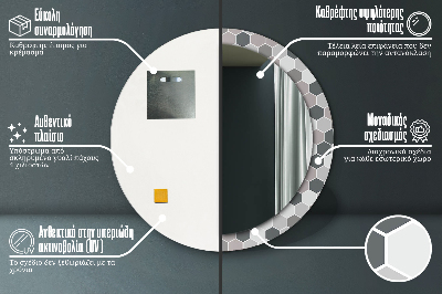 Specchio rotondo stampato Pattern esagonale