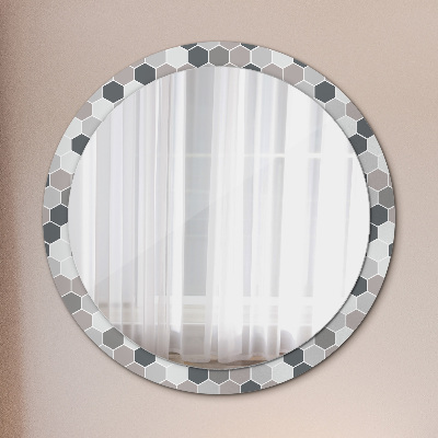 Specchio rotondo stampato Pattern esagonale