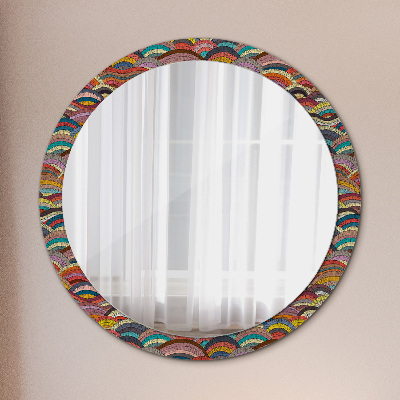 Specchio rotondo stampato Ornamento bohimico