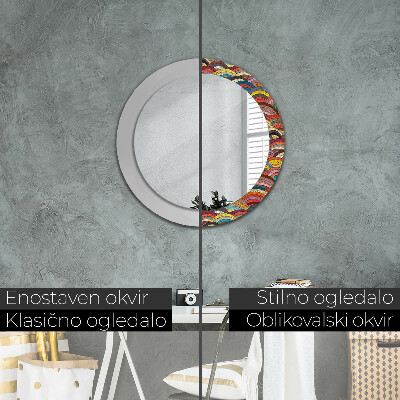 Specchio rotondo stampato Ornamento bohimico