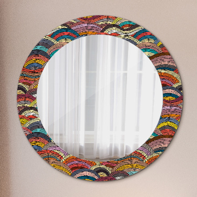 Specchio rotondo stampato Ornamento bohimico
