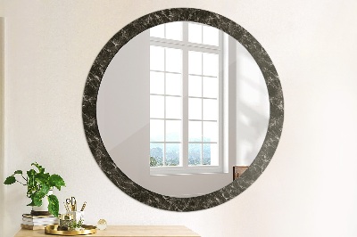 Specchio rotondo stampato Marmo nero