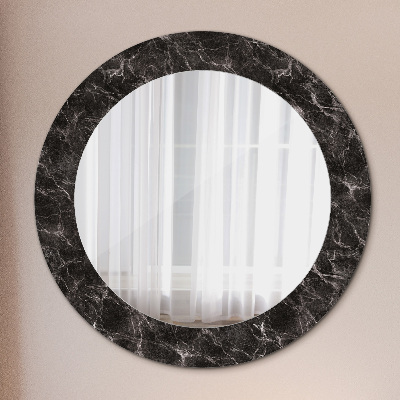 Specchio rotondo stampato Marmo nero