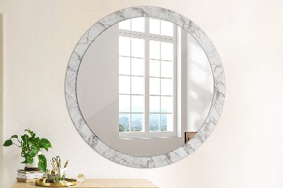 Specchio tondo con decoro Marmo bianco
