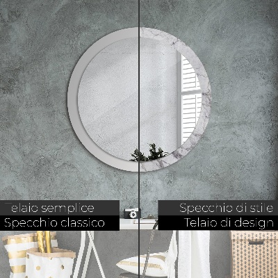 Specchio tondo con decoro Marmo bianco