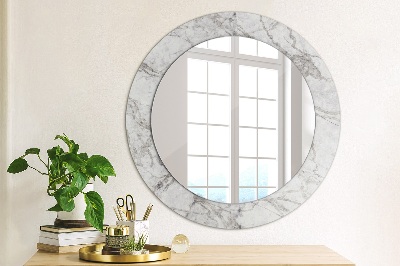 Specchio tondo con decoro Marmo bianco