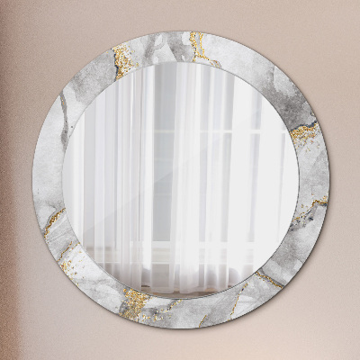 Specchio tondo con decoro Oro di marmo bianco