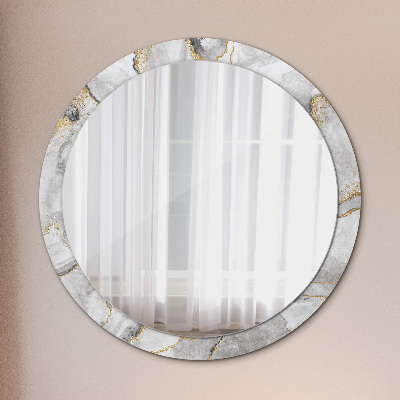 Specchio tondo con decoro Oro di marmo bianco