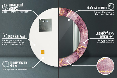 Specchio rotondo cornice con stampa Marmo con aggiunta di oro
