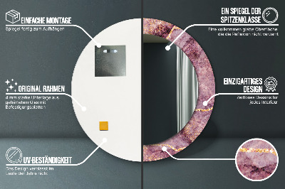 Specchio rotondo cornice con stampa Marmo con aggiunta di oro