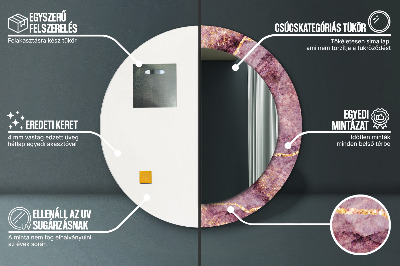 Specchio rotondo cornice con stampa Marmo con aggiunta di oro