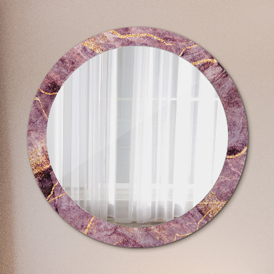 Specchio rotondo cornice con stampa Marmo con aggiunta di oro