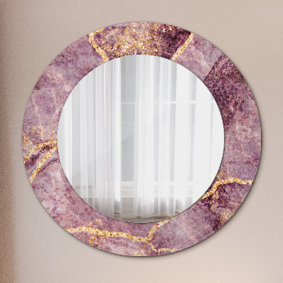 Specchio rotondo cornice con stampa Marmo con aggiunta di oro
