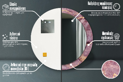 Specchio rotondo cornice con stampa Marmo con aggiunta di oro