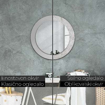 Specchio rotondo cornice con stampa Cemento grigio